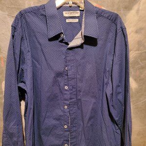Nick Graham Everywhere Mens Blue Polka Dot Dress Shirt Long Sleeve Button Up 2XL